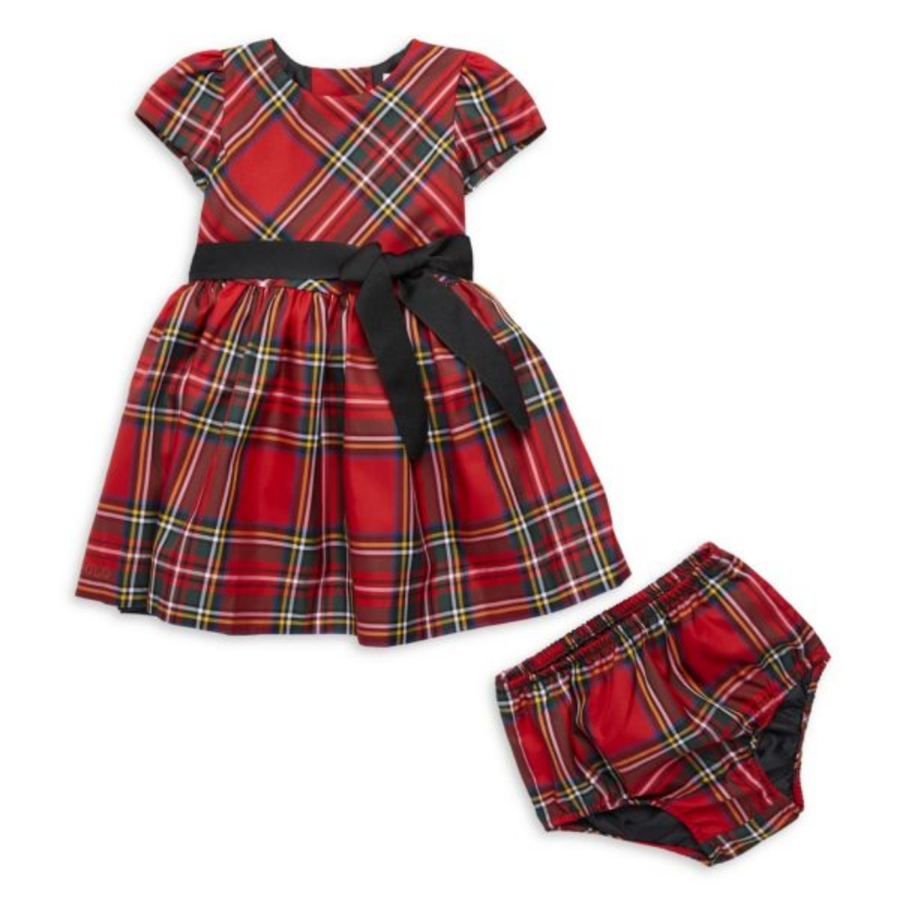Ralph Lauren NWT Red Plaid Baby Dress With Bloomers - 18 Month